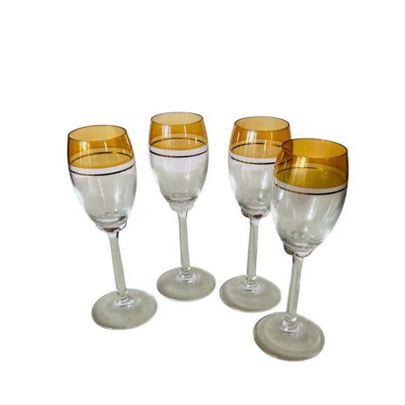 Circleware Gold Rim Stemware 3oz Wine Champagne Cordial Goblet Vintage 1950s/60s - Picture 4 of 6